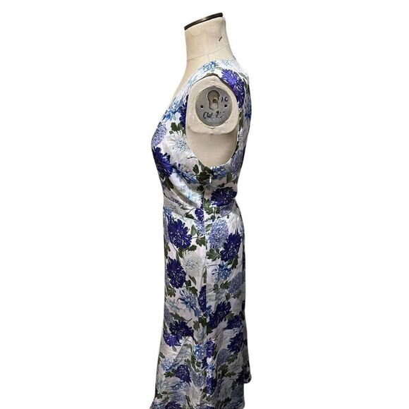New Sam Edelman Womens Silky Floral Print Midi Dress Purple Mist Size Large - Picture 2 of 14